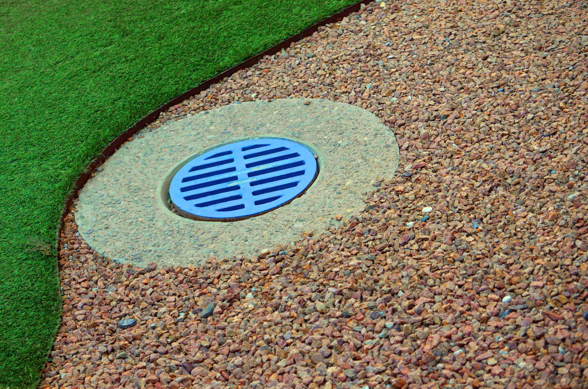 custom french drain on a landscape design built by Blue Sky