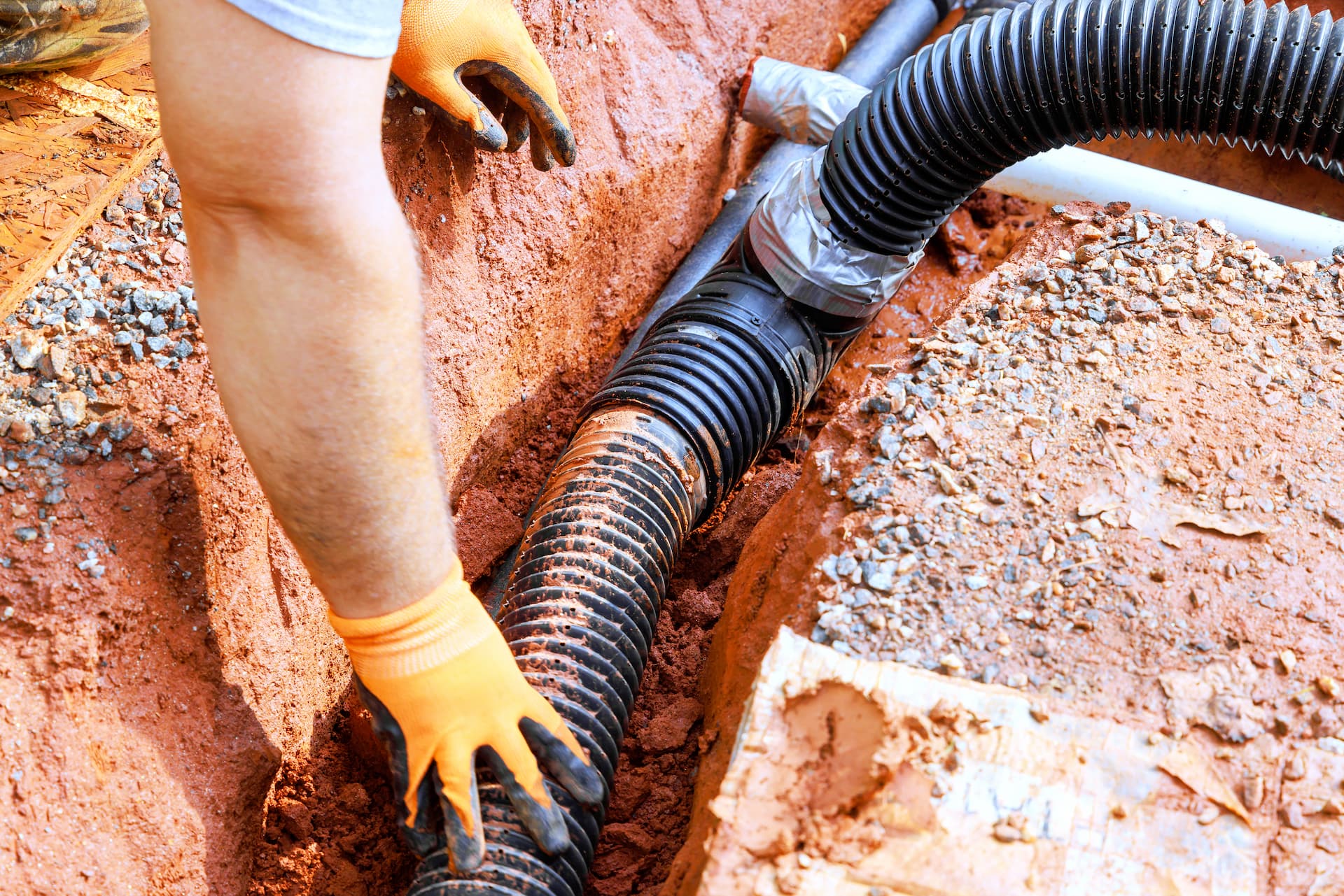 French drain installation by Blue Sky